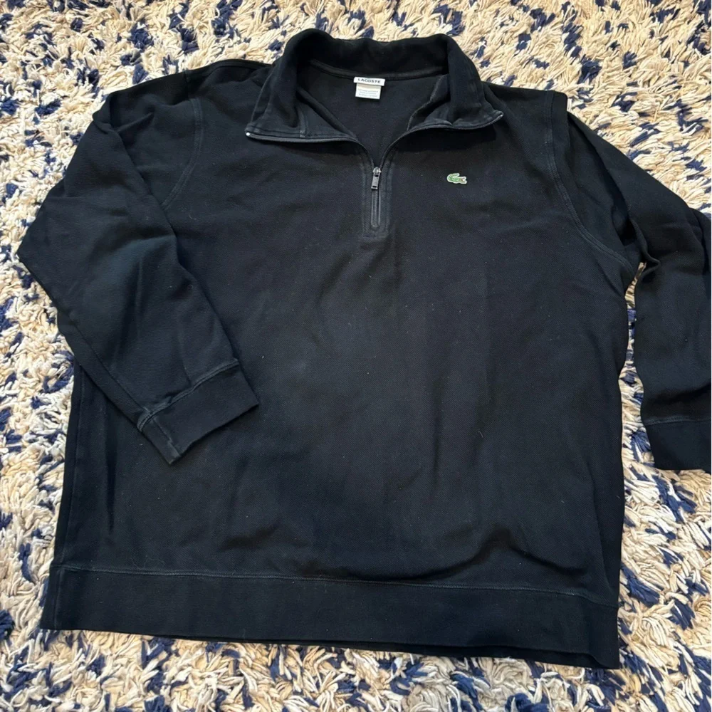 Lacoste Men's black Waffle-Knit Quarter-Zip Sweater 4XL/9